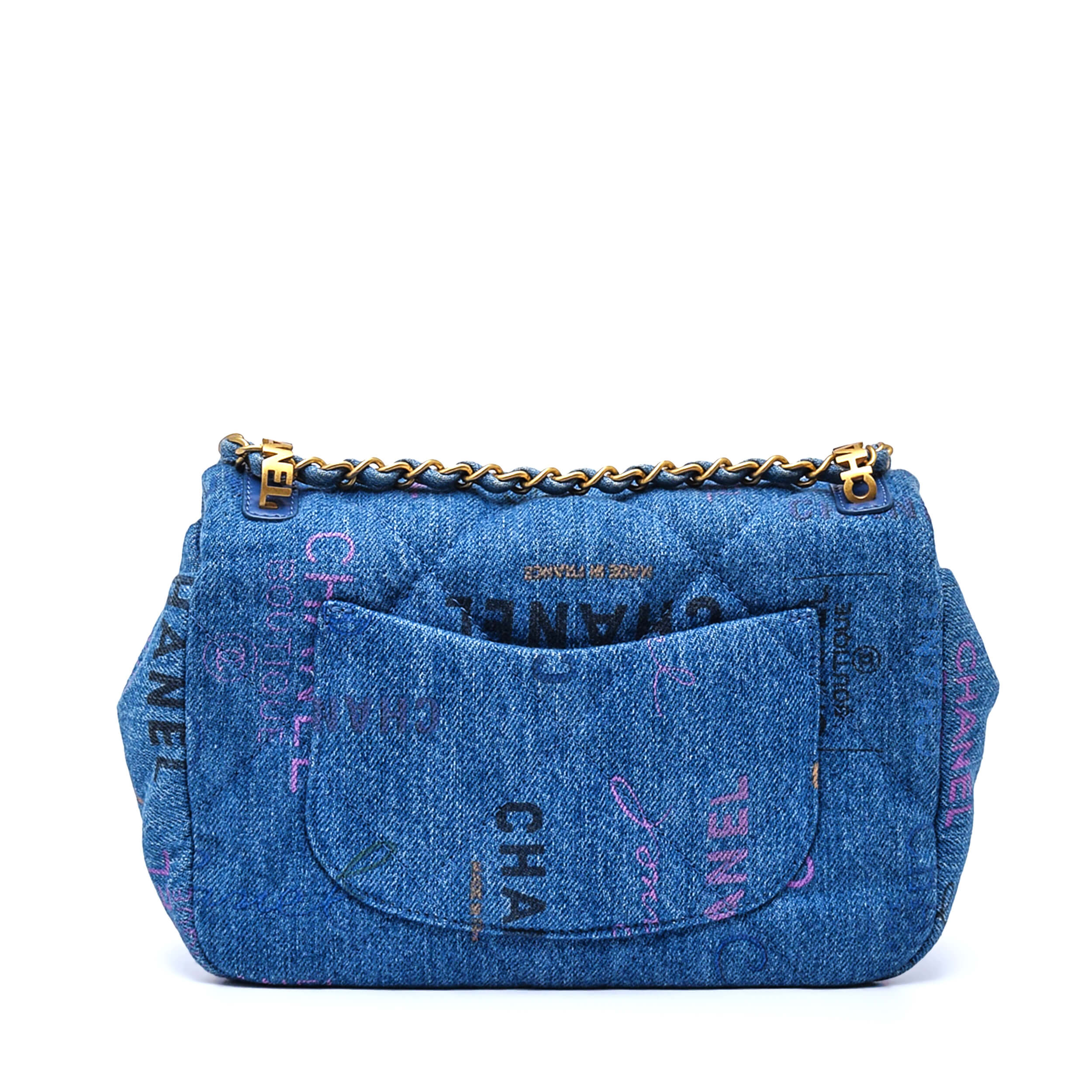 Chanel -Multicolor Denim Quilted Small Rectangular Flap Bag 